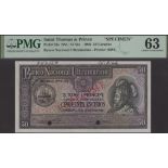 Banco Nacional Ultramarino, St Thomas & Prince, specimen 50 Escudos, 12 August 1946, no seri...