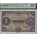 Banco Nacional Ultramarino, St Thomas & Prince, printers archival specimen 100 Escudos, 21 M...