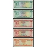 Bahamas Government, $1/2 (3), $1 (2), $3 (2), 1965, Sands and Higgs signatures, $5, Francis...
