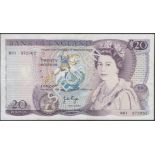 Bank of England, John B. Page, replacement Â£20, 1970, serial number M01 372062, tiny edge te...
