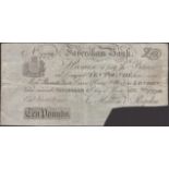 Faversham Bank, for Hilton & Rigden, cancelled Â£10, 4 December 1884, serial number 7774, sig...