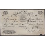 Bristol Bank, for Miles, Miles, Savile, Harford & Miles, proof Â£5, 18-, no signature or seri...