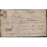 Cirencester Bank (no trading bank), for Joseph & Edward Cripps, Â£10, 25 July 1801, serial nu...