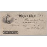 Honiton Bank, for Flood, Lott & lott, proof on paper for Â£1, 18-, no signature or serial num...