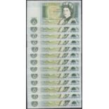 Bank of England, David H. F. Somerset, Â£1 (22), 1981, prefixes AT and AU, with several sets...