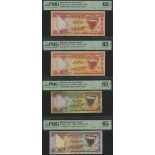 Bahrain Currency Board, 1/4 Dinar, 1964, serial number BA359645, 1/2 Dinar, 1964, serial num...
