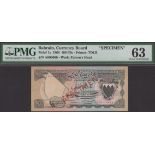 Bahrain Currency Board, specimen 100 Fils, ND (1964), serial number A000000, red SPECIMEN ov...
