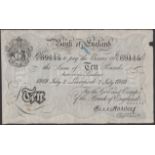 Bank of England, Ernest M. Harvey, Â£10, Liverpool, 2 July 1919, serial number 57/V 69115, a...