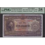 Banco Nacional Ultramarino, Portuguese Guinea, printers archival specimen 100 Escudos, 20 No...