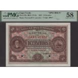 Banco Nacional Ultramarino, Cape Verde, specimen/proof 10 Escudos, 1 January 1921, no serial...