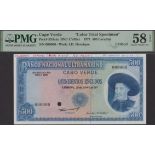 Banco Nacional Ultramarino, Cape Verde, colour trial 500 Escudos, 29 June 1971, serial numbe...