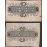 Yarmouth & Suffolk Bank, reverse proofs for Â£5 (3) and Â£10 (2), 18- (c.1850s), various partn...