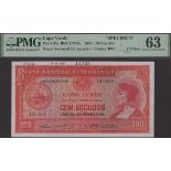 Banco Nacional Ultramarino, Cape Verde, printers archival specimen 100 Escudos, 16 November...