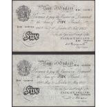Bank of England, Kenneth O. Peppiatt, Â£5, 17 November 1945, serial number K80 024463, Beale,...