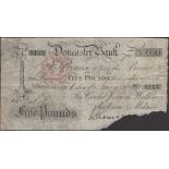 Doncaster Bank, for Cooke, Vernon, Walker, Jackson & Milnes, Â£5, 1 January 1866, serial numb...