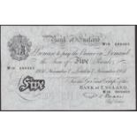 Bank of England, Percival S. Beale, Â£5, 7 November 1951, serial number W18 099463, original...