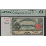 Banco Nacional Ultramarino, Cape Verde, printers archival specimen 1000 Reis, 1 March 1909,...