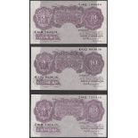 Bank of England, Kenneth O. Peppiatt, Â£1 (2), 29 March 1940, prefix J84E, 10 Shillings (3),...