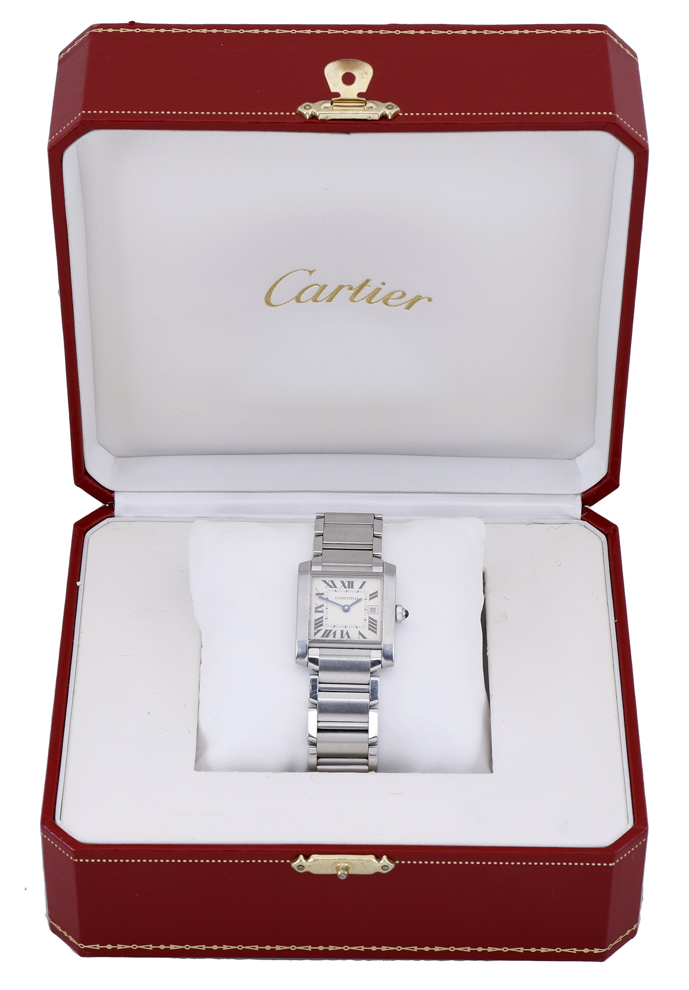 Cartier. A lady's stainless steel rectangular wristwatch with bracelet, Ref. 2465, Tank Fran... - Image 2 of 4