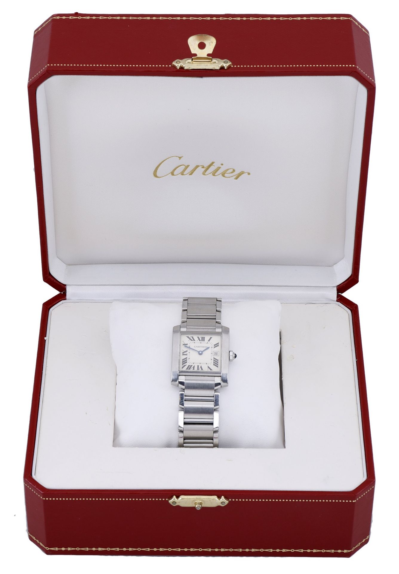 Cartier. A lady's stainless steel rectangular wristwatch with bracelet, Ref. 2465, Tank Fran... - Image 2 of 4