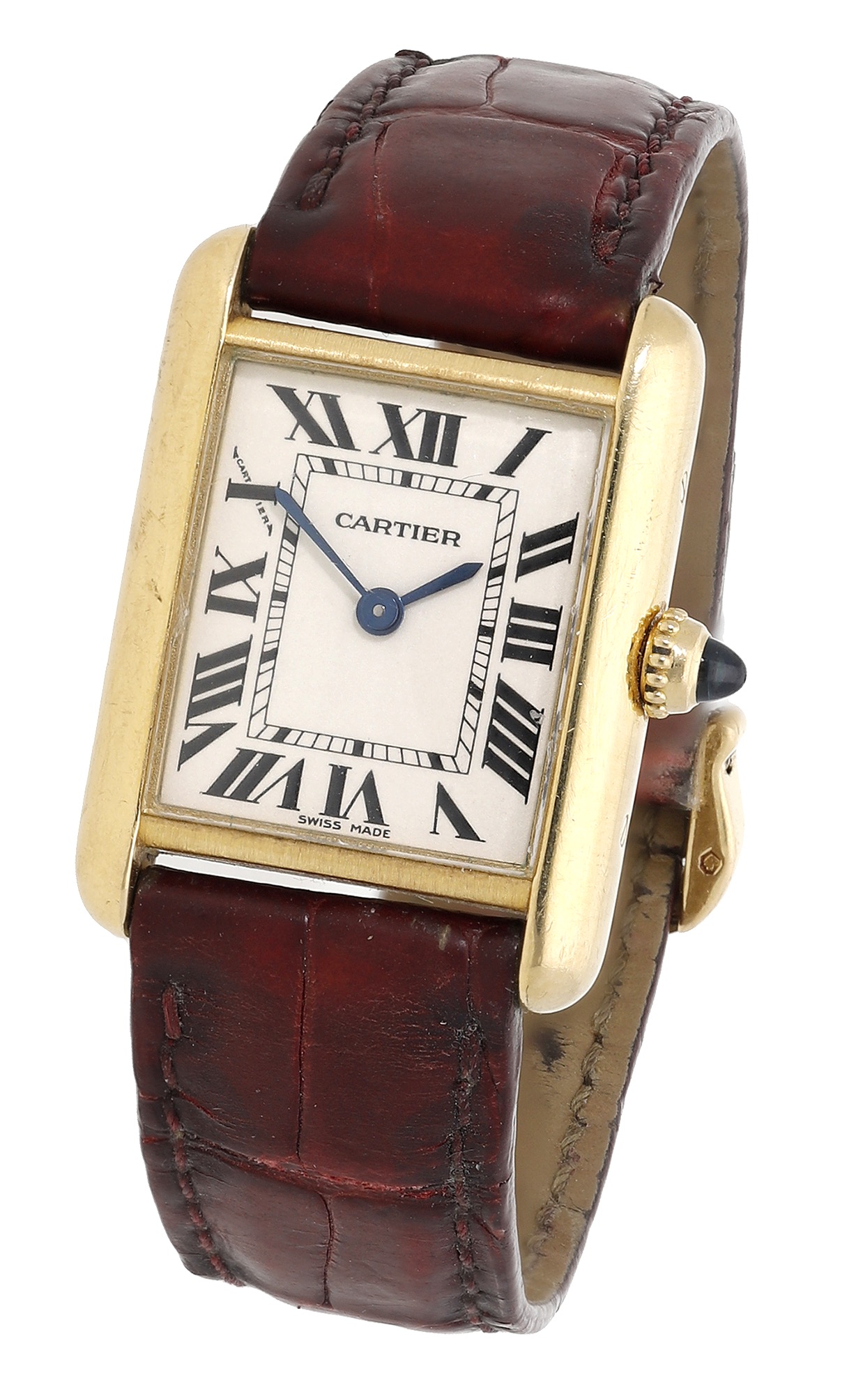 Cartier. A lady's gold rectangular wristwatch, Ref. 2442, Tank, circa 2000. Movement: quart...
