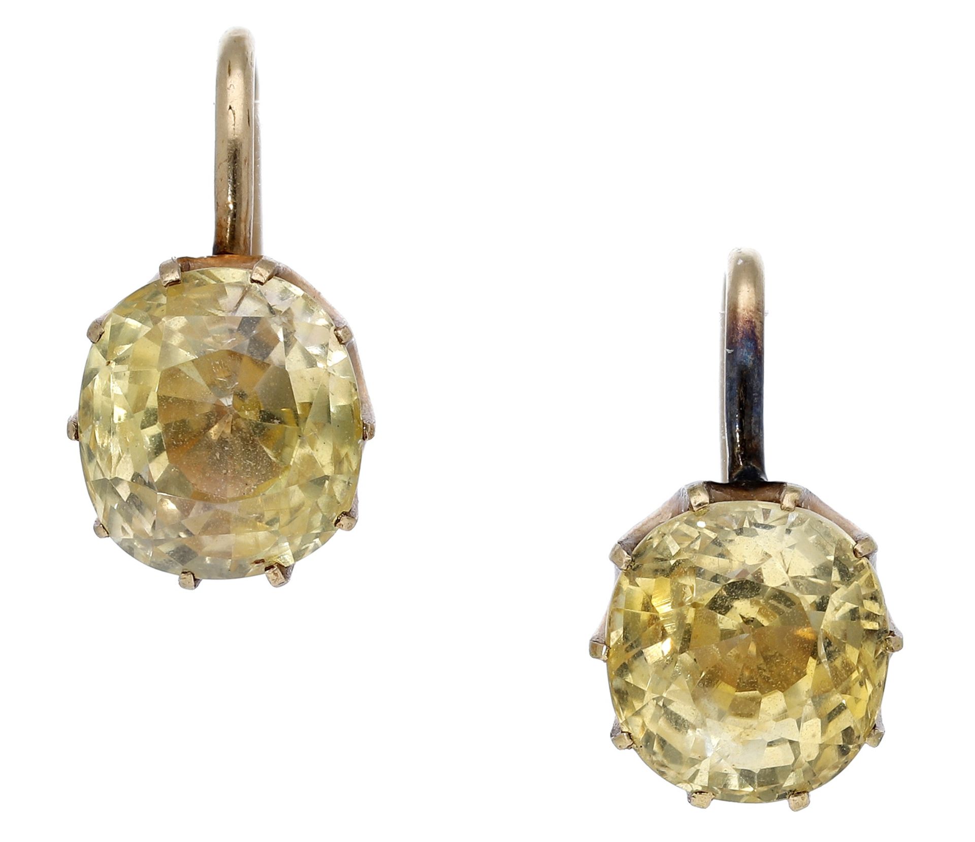 An early 20th century Sri Lankan yellow sapphire pendant and a pair of yellow sapphire earri... - Bild 4 aus 4