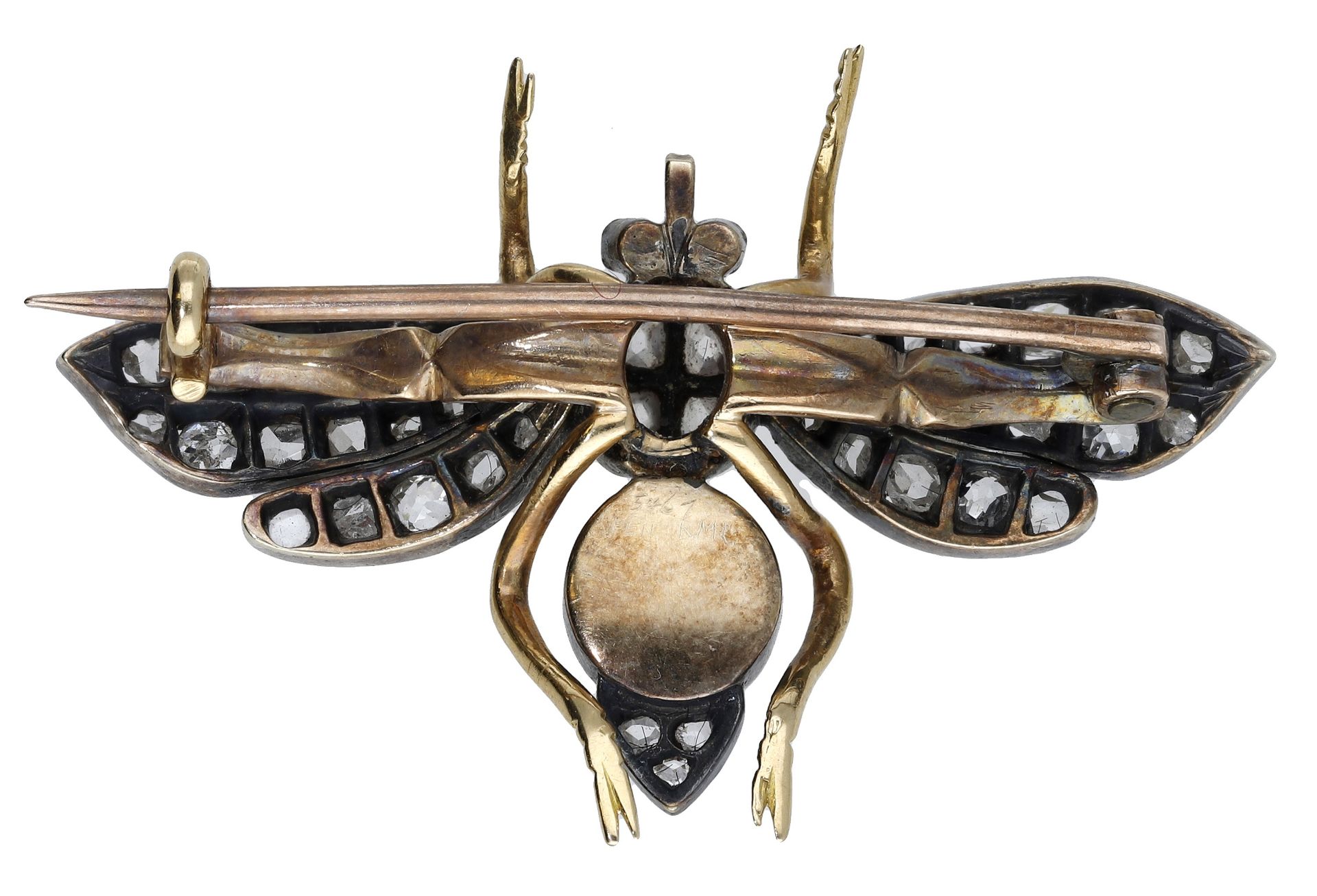 A late 19th century diamond and pearl set insect brooch, set throughout with old brilliant-c... - Image 2 of 3