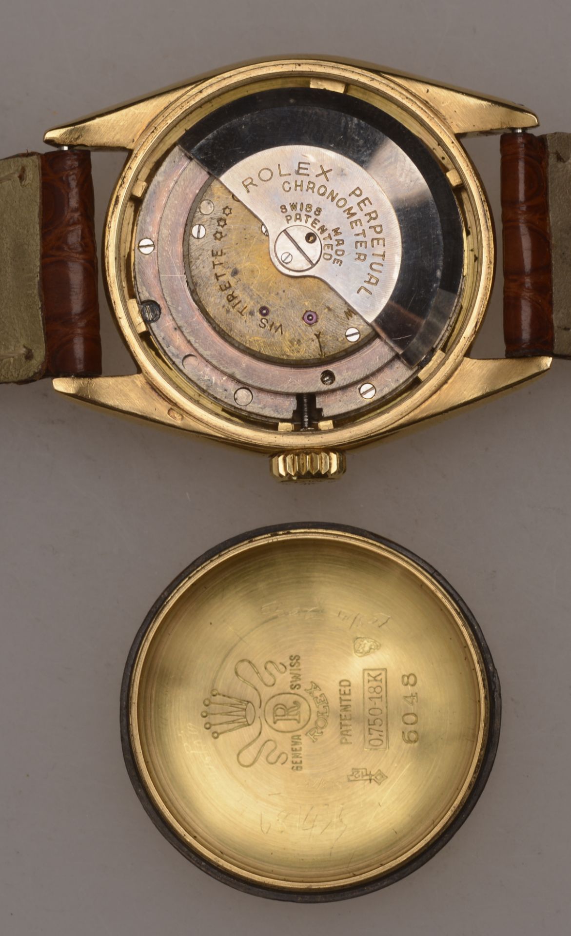 Rolex. A gold automatic wristwatch, Ref. 6048, Oyster Perpetual Chronometer 'Bubbleback', ci... - Image 7 of 7