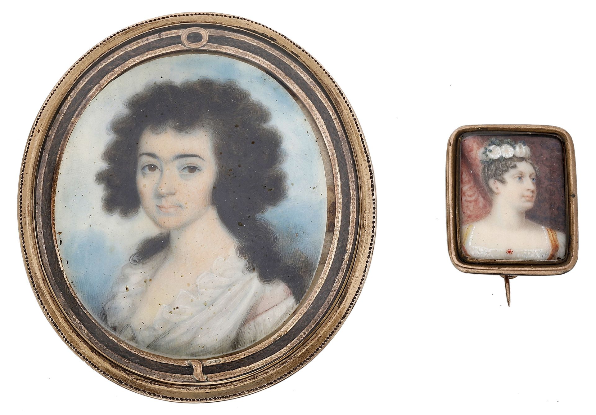 Of Royal interest: An oval portrait miniature set brooch, depicting Princess Charlotte of Wa...