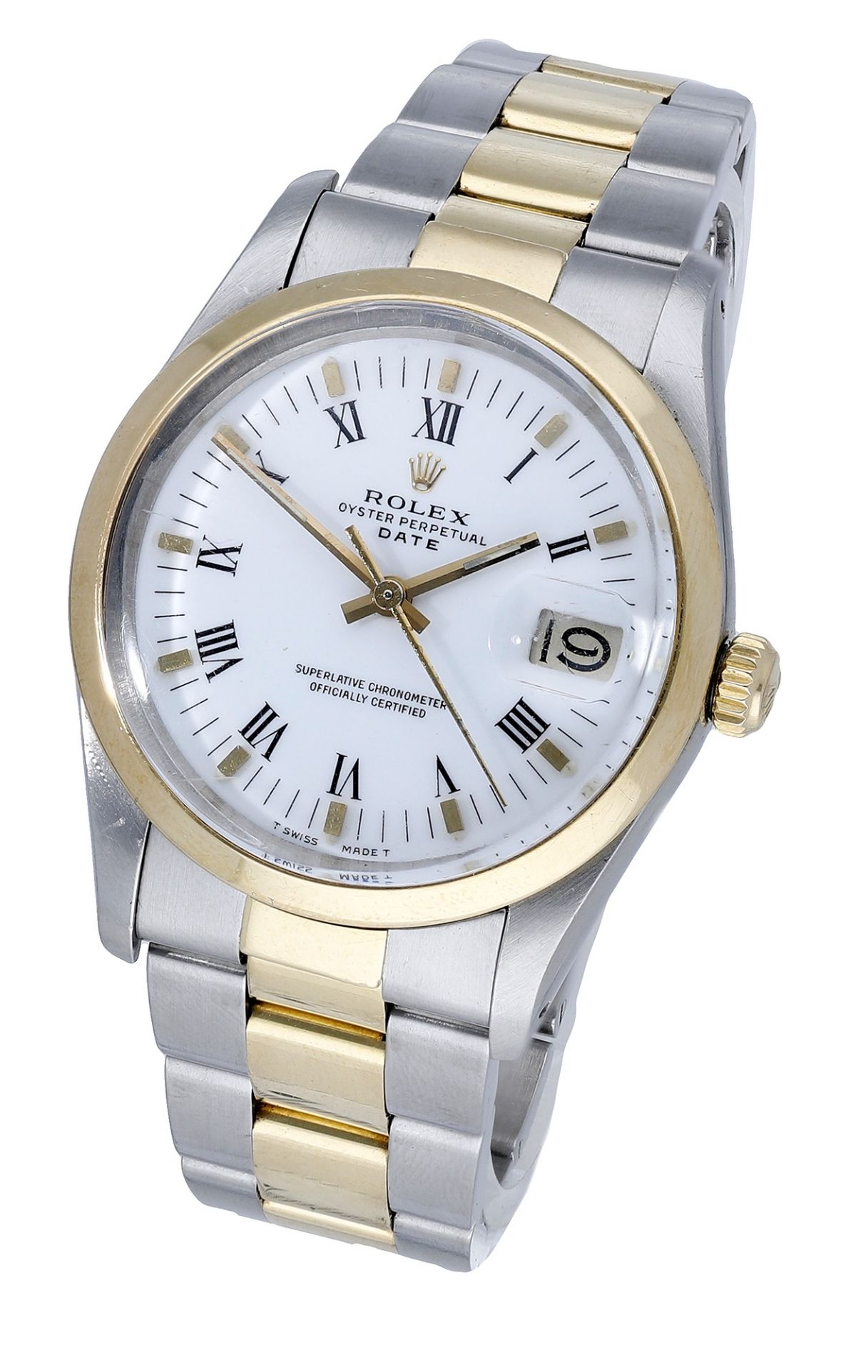 Rolex. A stainless steel and gold automatic wristwatch with date and bracelet, Ref. 15003, O...