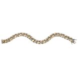 A diamond curb-link bracelet by Riccardo Masella, circa 1970, the bicoloured curb-link chain...