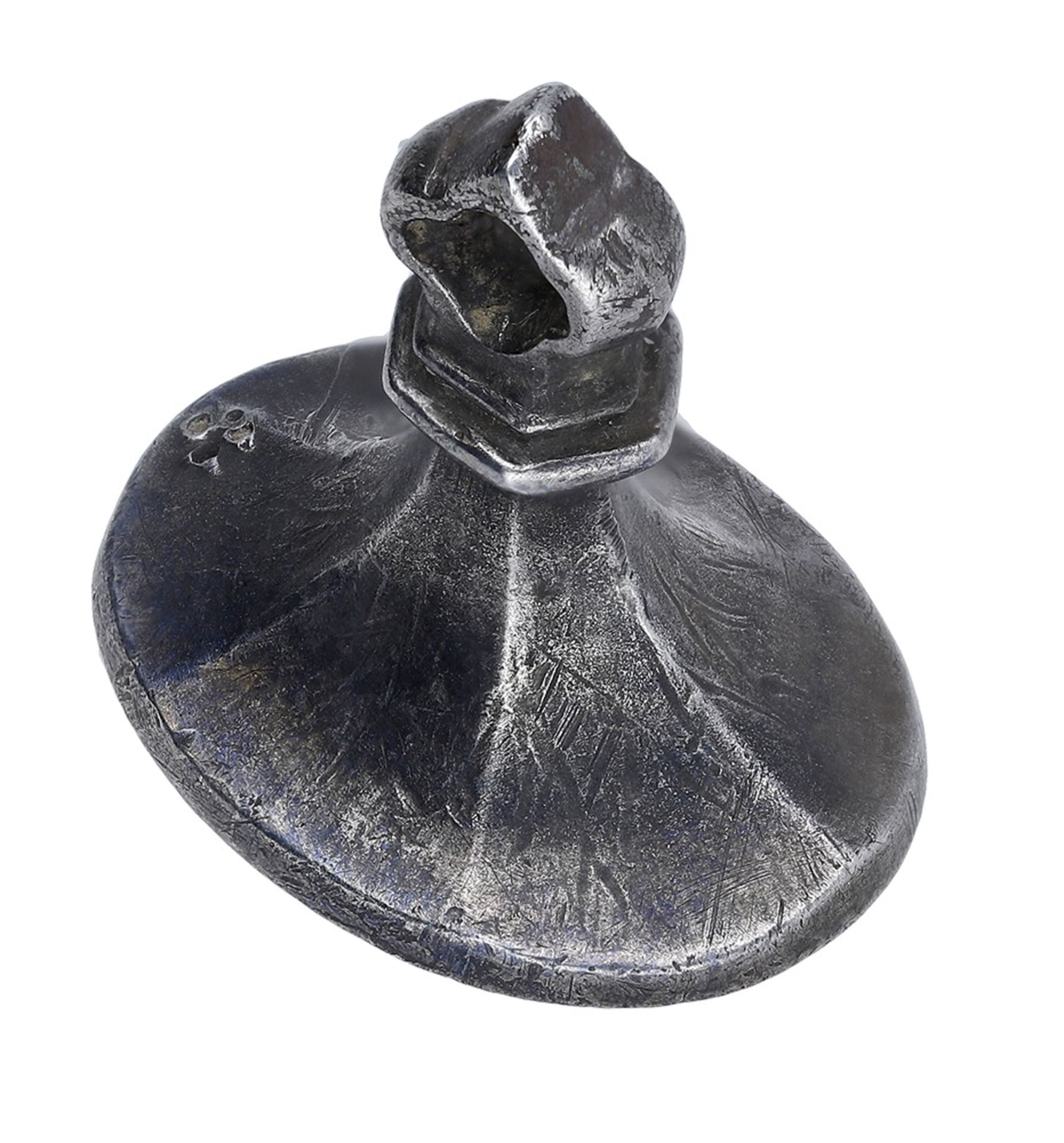 An early 14th century silver oval seal matrix, the hexagonal shaft surmounted by a hexagonal... - Image 3 of 3