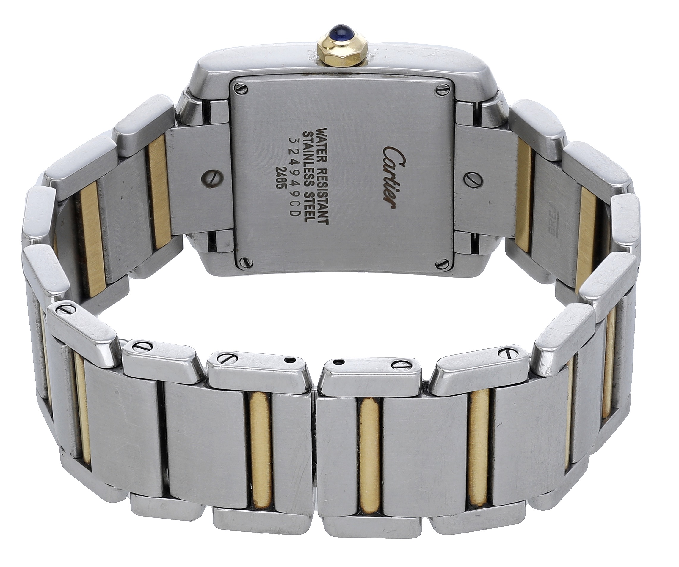 Cartier. A lady's steel and gold rectangular wristwatch with bracelet, Ref. 2465, Tank Franc... - Image 2 of 3