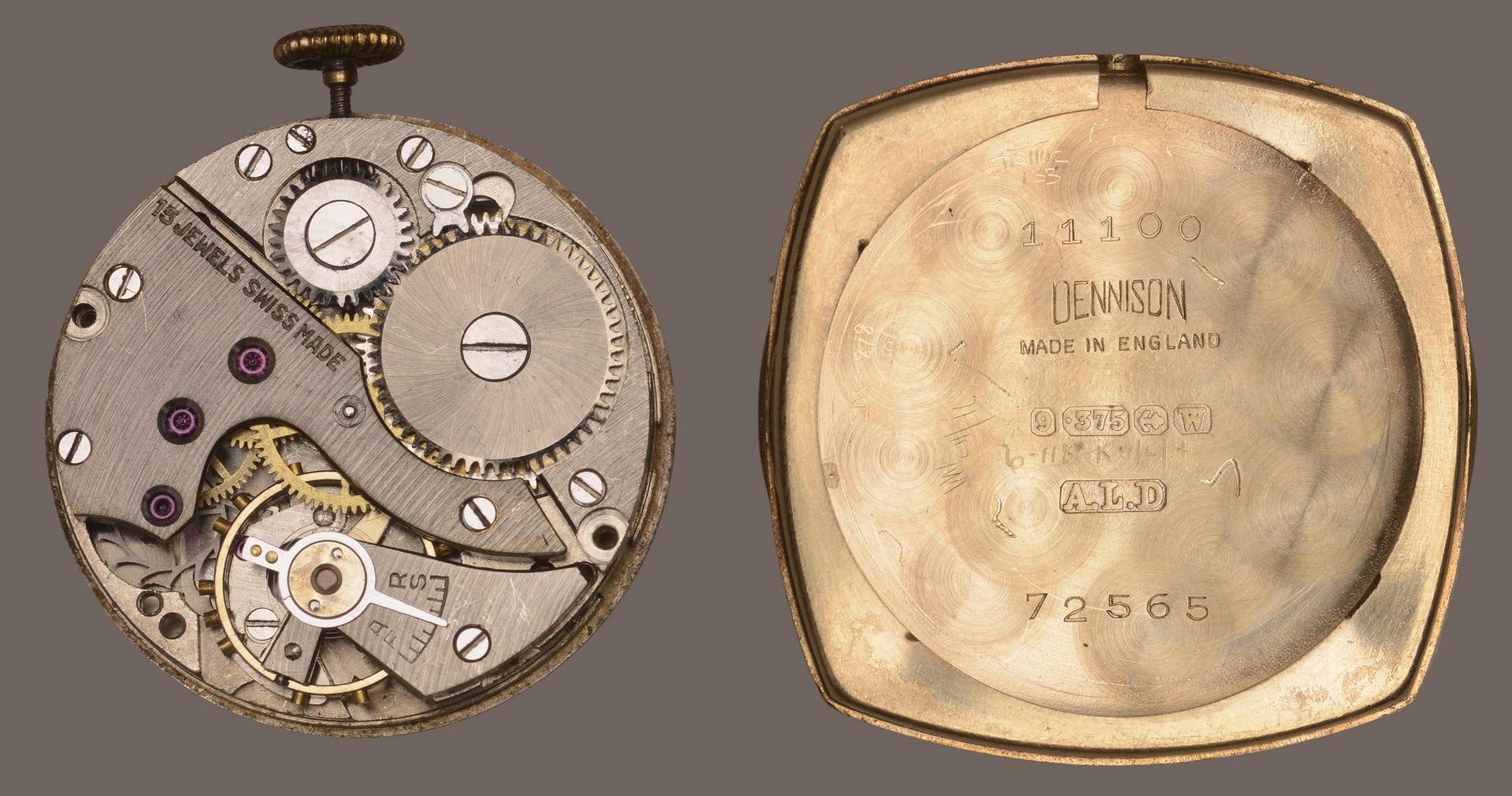 Avia. A gold cushion-form wristwatch, circa 1946. Movement: manual winding, 15 jewels. Dia... - Image 3 of 3