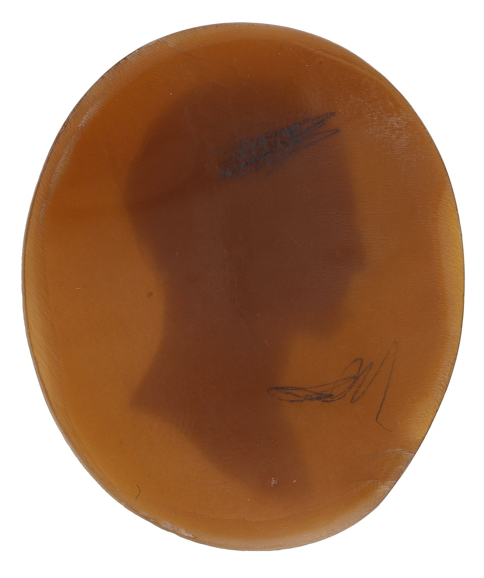 A mid 19th century unmounted oval shell cameo, carved to depict the profile of young man, po... - Image 2 of 3
