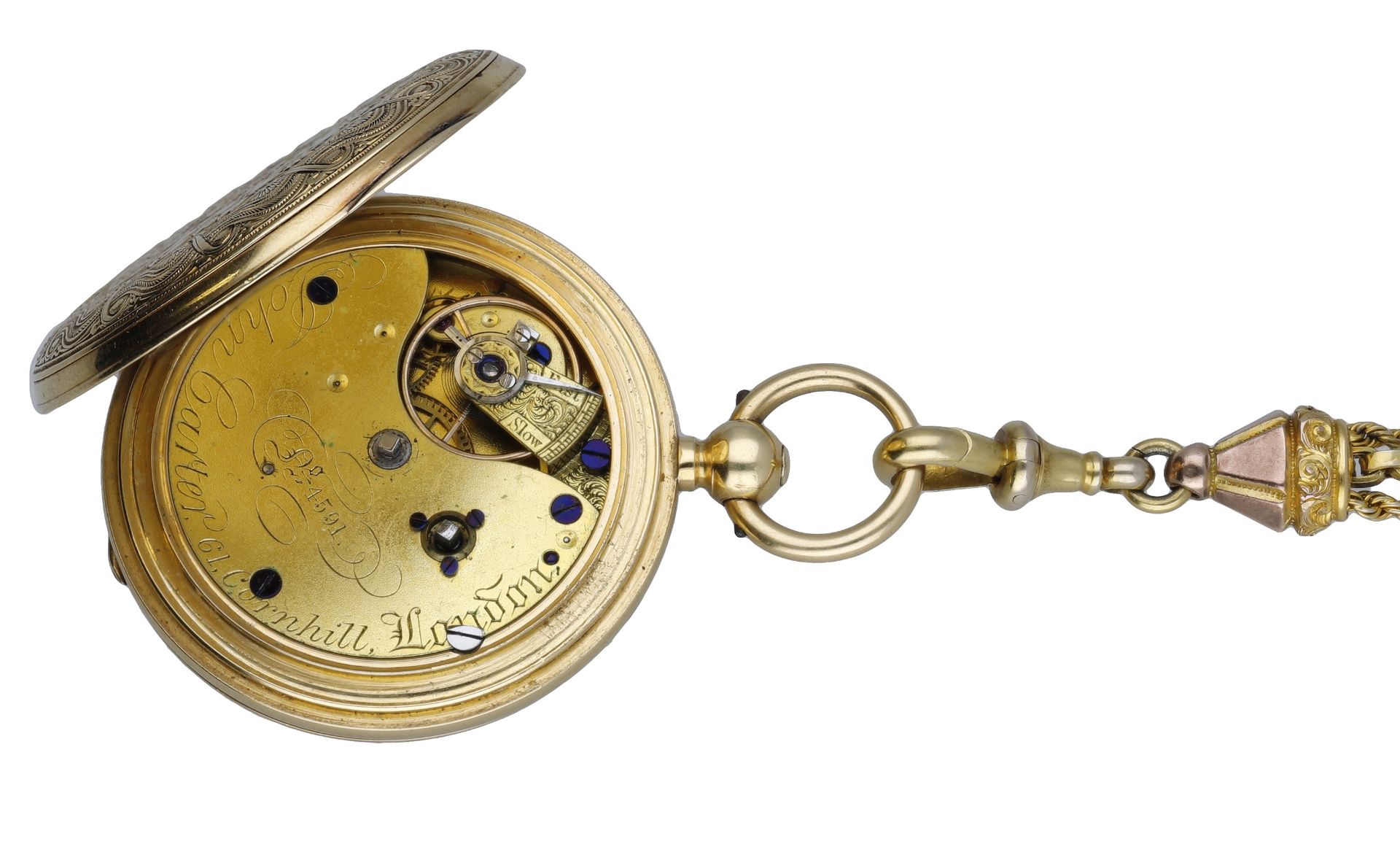 John Carter, London. A gold hunting case watch, circa 1868. Movement: gilded three quarter... - Bild 2 aus 5