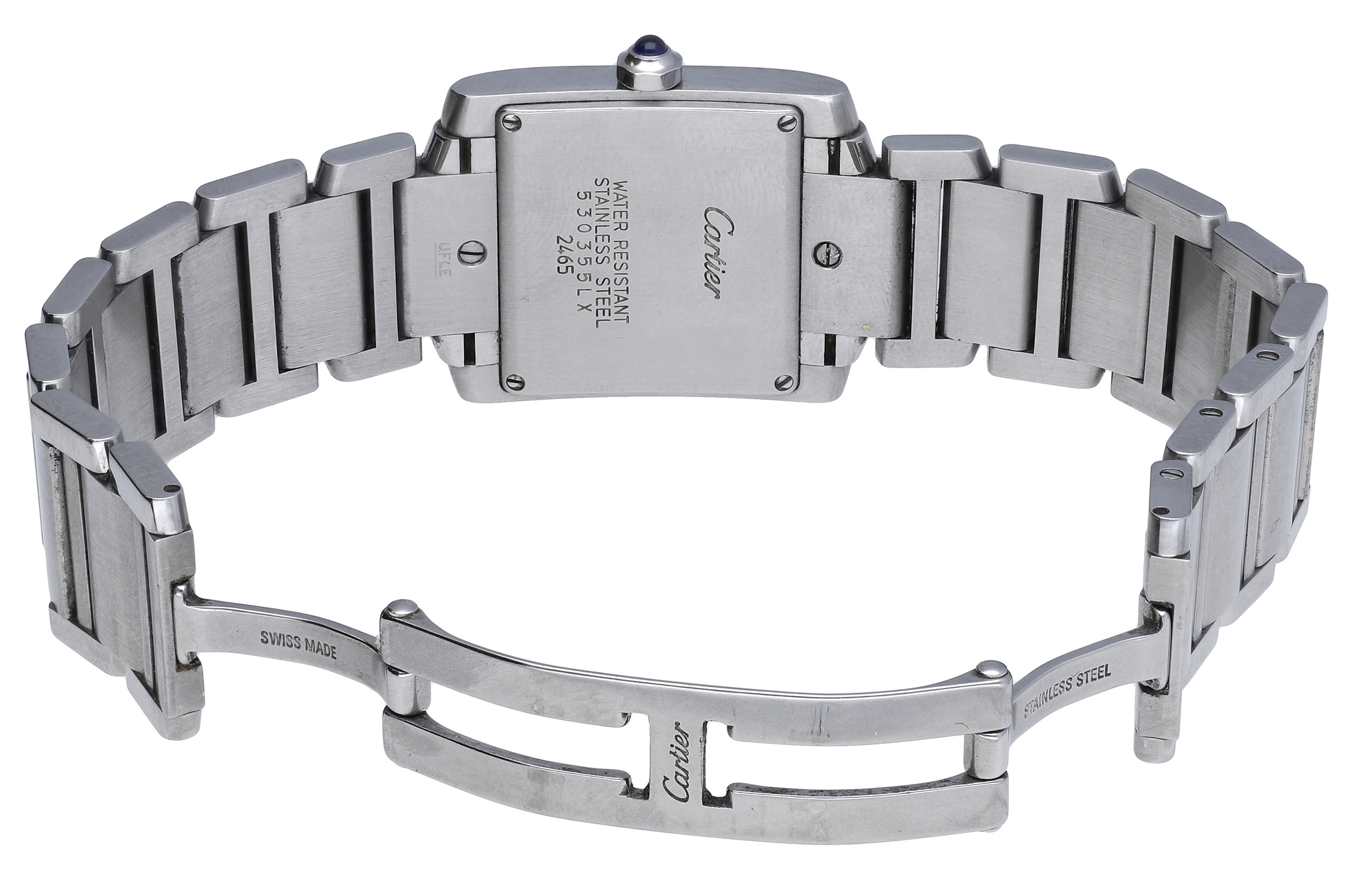 Cartier. A lady's stainless steel rectangular wristwatch with bracelet, Ref. 2465, Tank Fran... - Image 3 of 4