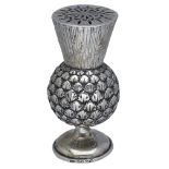 A Victorian Scottish silver thistle-shaped pounce pot or pepper, naturalistically modelled,...