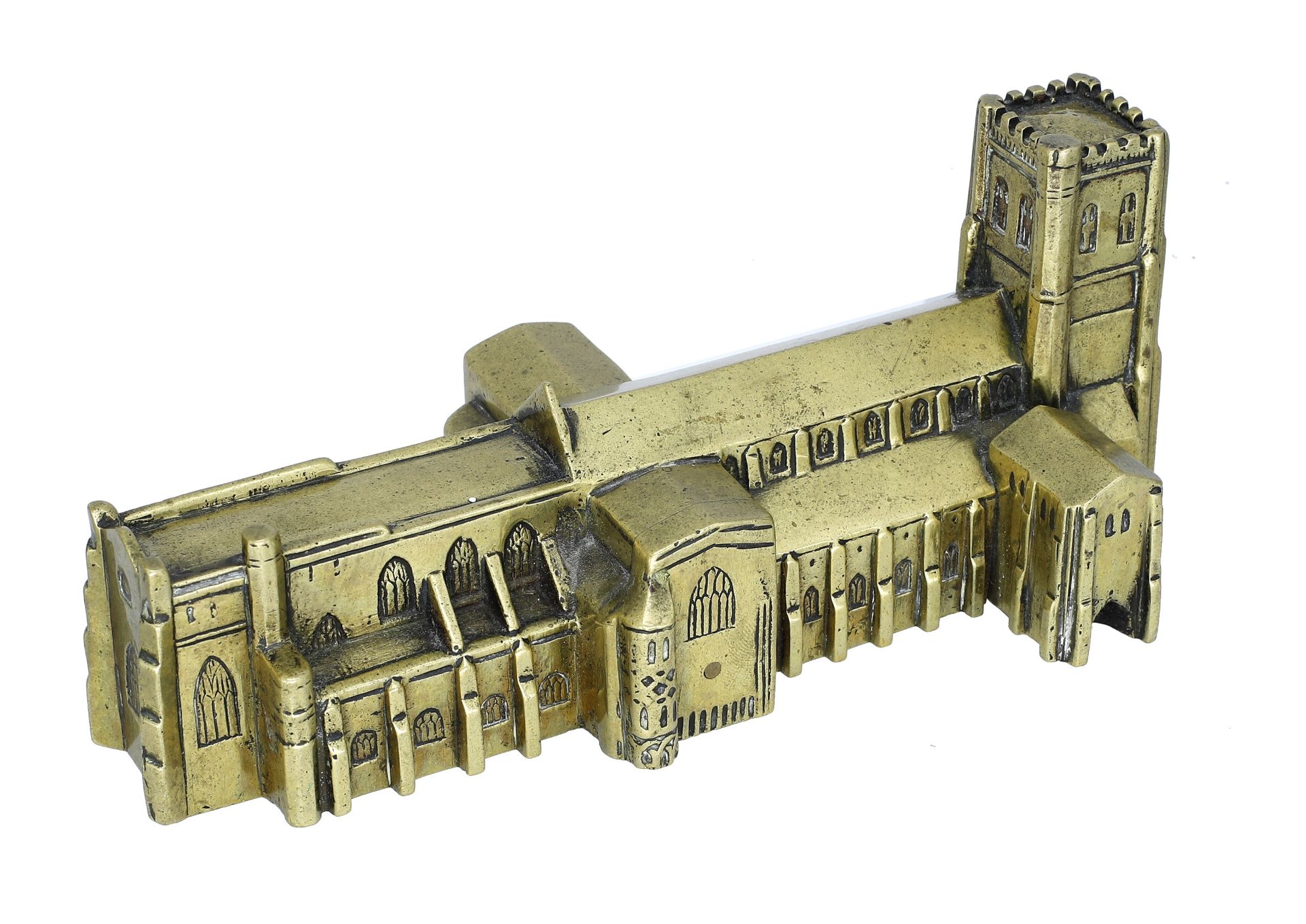 A late 19th century brass model of Christchurch Priory, Hampshire, showing in detail the Eas...