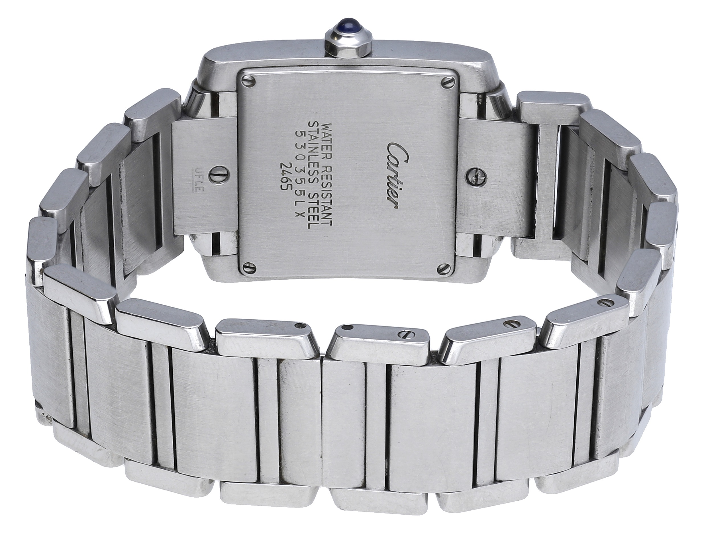 Cartier. A lady's stainless steel rectangular wristwatch with bracelet, Ref. 2465, Tank Fran... - Image 4 of 4