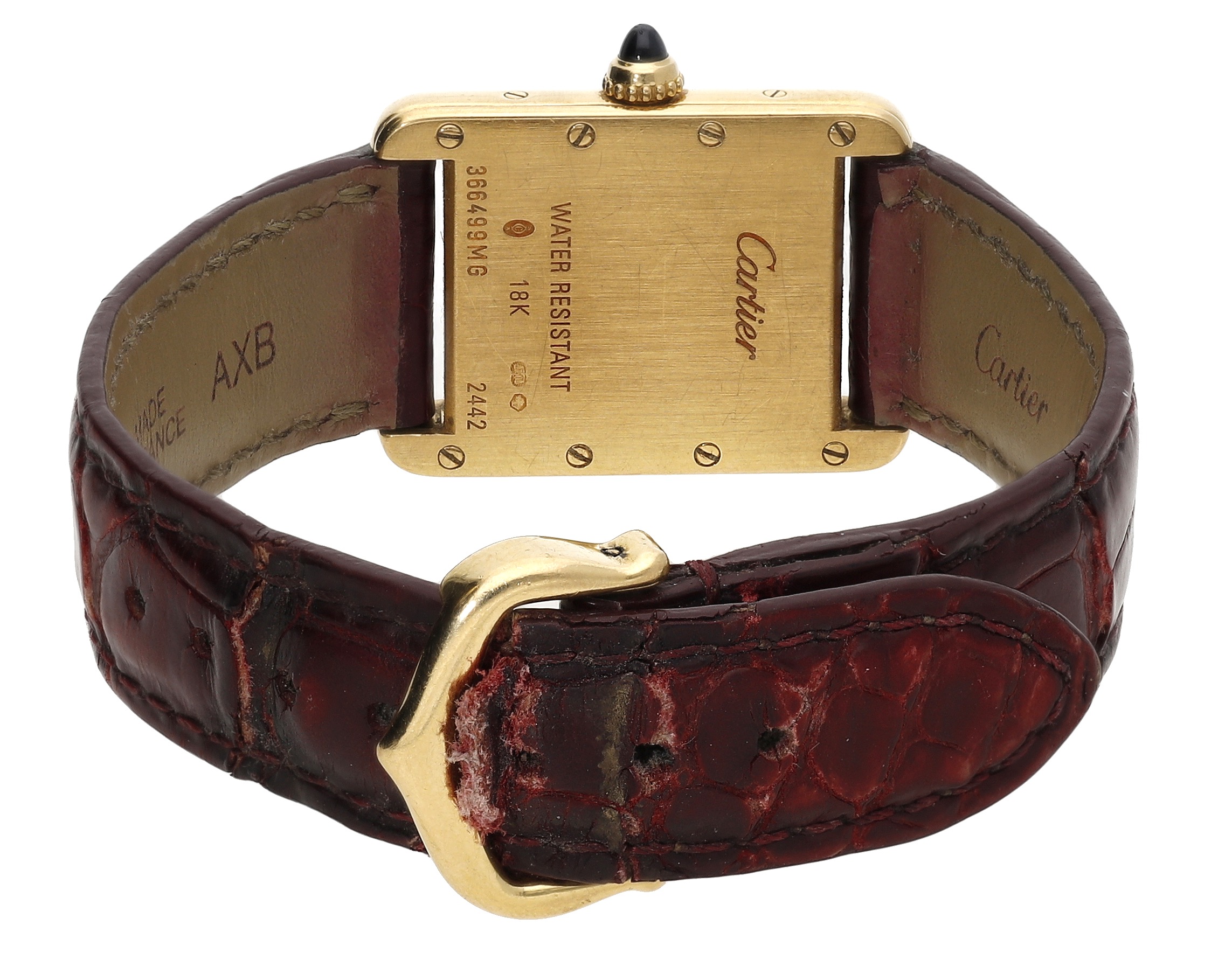 Cartier. A lady's gold rectangular wristwatch, Ref. 2442, Tank, circa 2000. Movement: quart... - Image 2 of 4