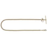 An 18ct gold Albert chain, the curb-link chain with T-bar terminal, partial Birmingham hallm...