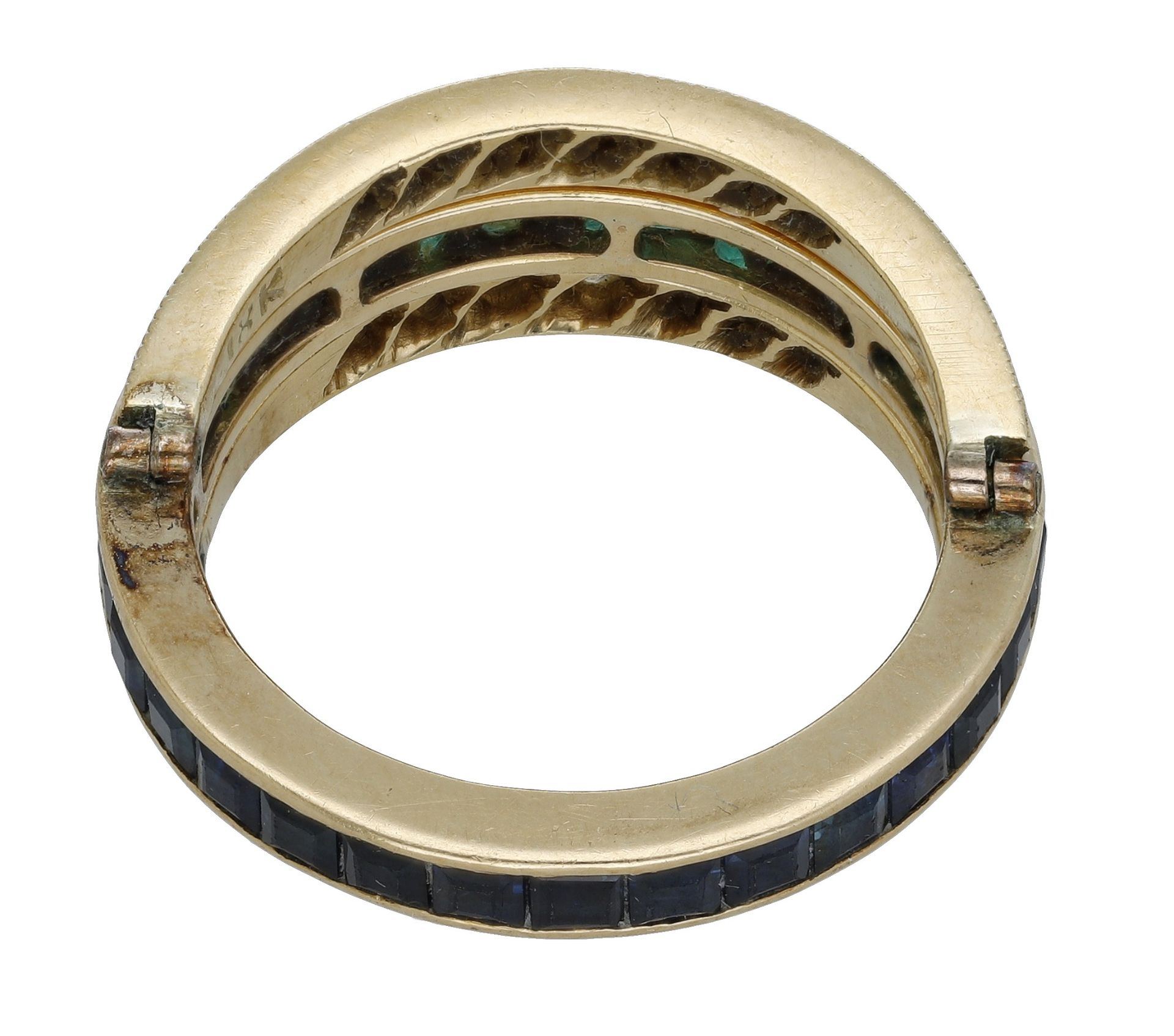 A vari gem-set day and night swivel ring, the central band channel set with a continuous row... - Image 2 of 3