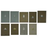 Assorted hand-painted Regimental artist design pattern cards for sweetheart brooches retaile...