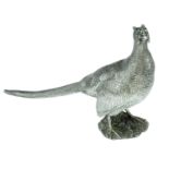 A silver cock pheasant table ornament, by maker 'BS', Birmingham 1996, (filled), height 14cm...