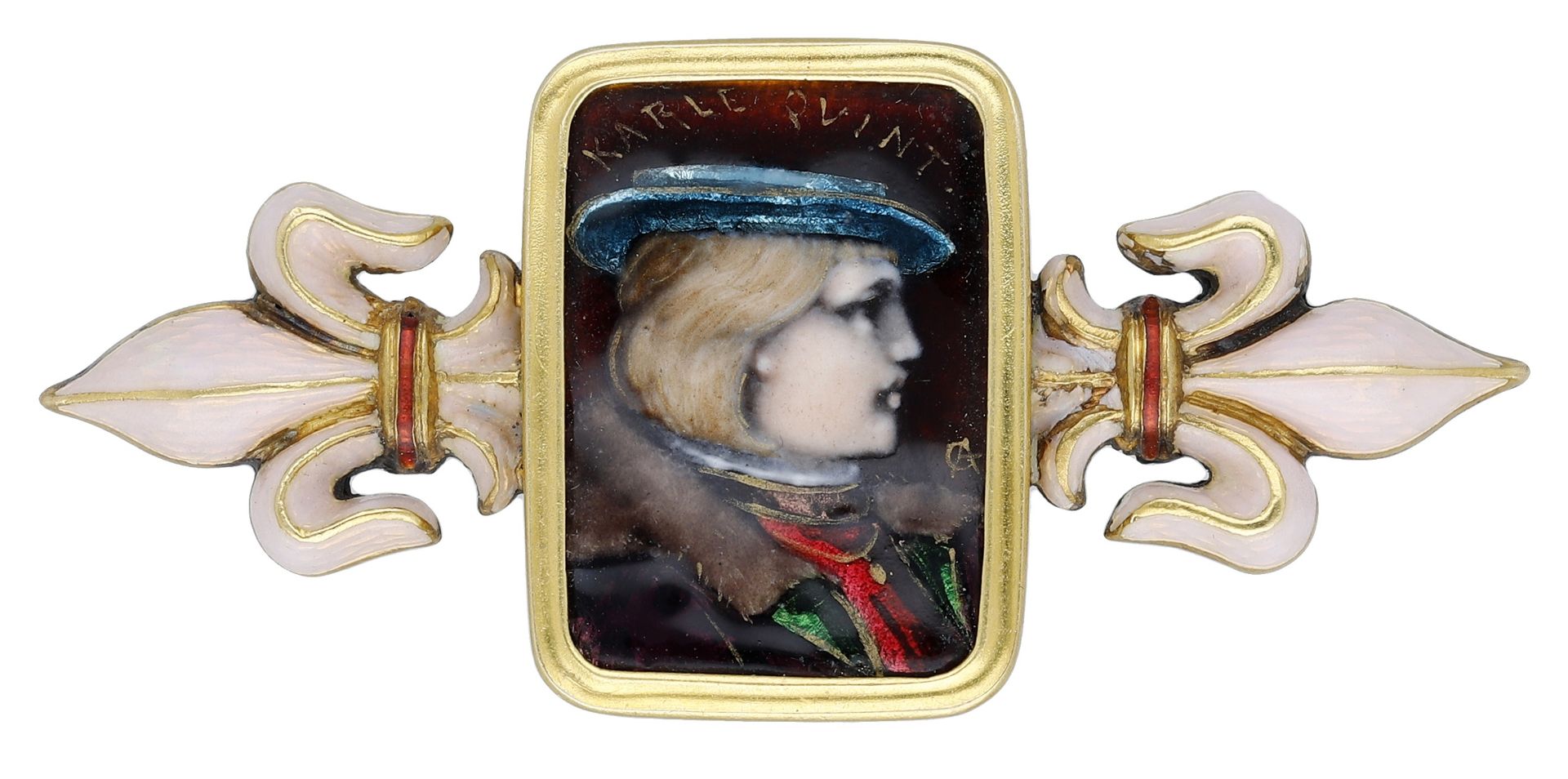 A late 19th century Renaissance Revival enamel brooch, attributed to Alfred Garnier, the rec...