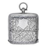 An Edward VII silver combination vesta, sovereign case and stamp case, engraved with scrolli...