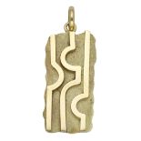 An abstract pendant, with matte ground finish and raised abstract decoration, the reverse st...