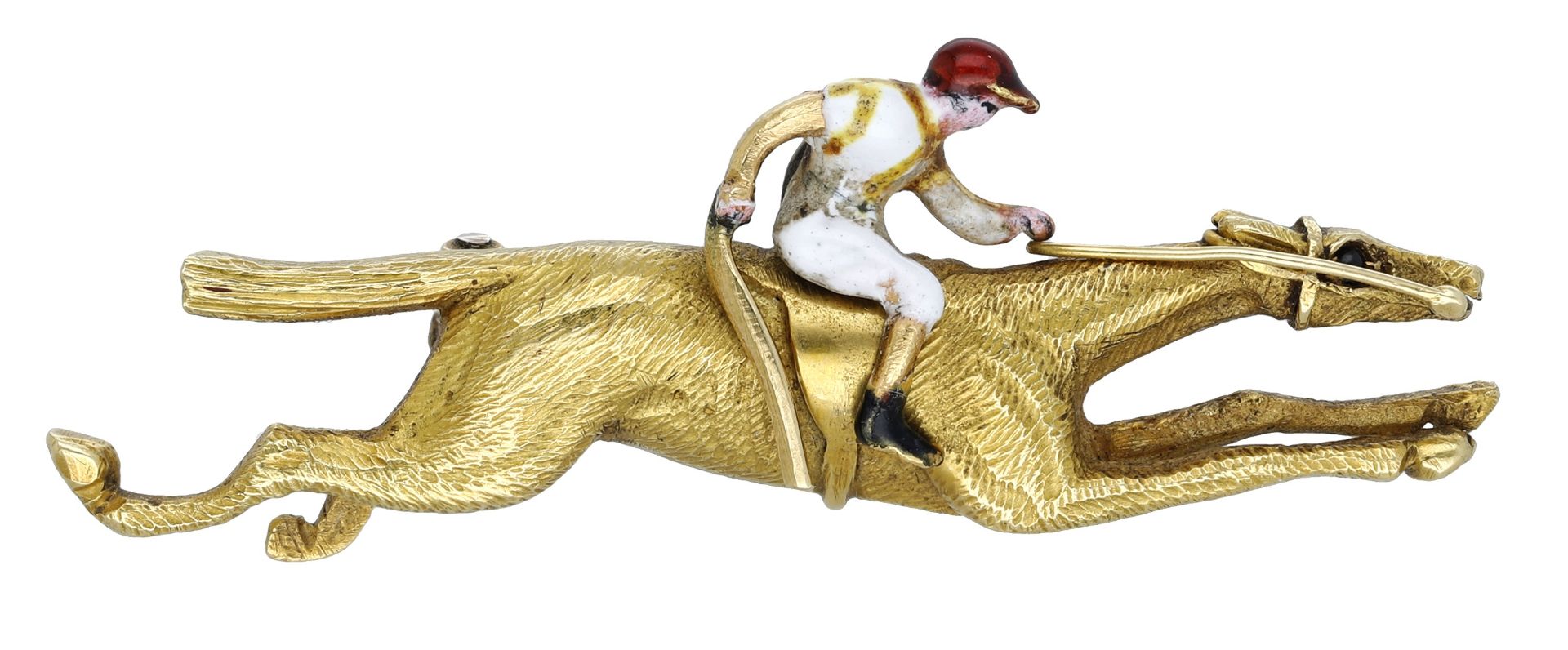 Of racing interest: An early 20th century gold and enamel jockey brooch, retailed by Garrard... - Bild 2 aus 4