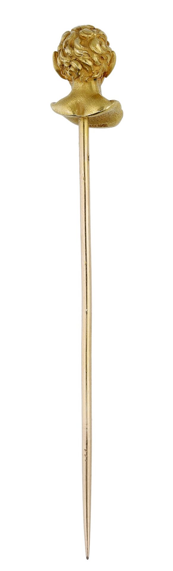 A cast gold stickpin by WiÃ¨se, French, late 19th century, modelled as the head of the ancien... - Image 2 of 3